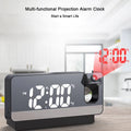 Digital Mirror Surface Alarm Clock 180° Projector on Ceiling Projector Bedside Alarm Clock USB Charging for Bedroom Living Room