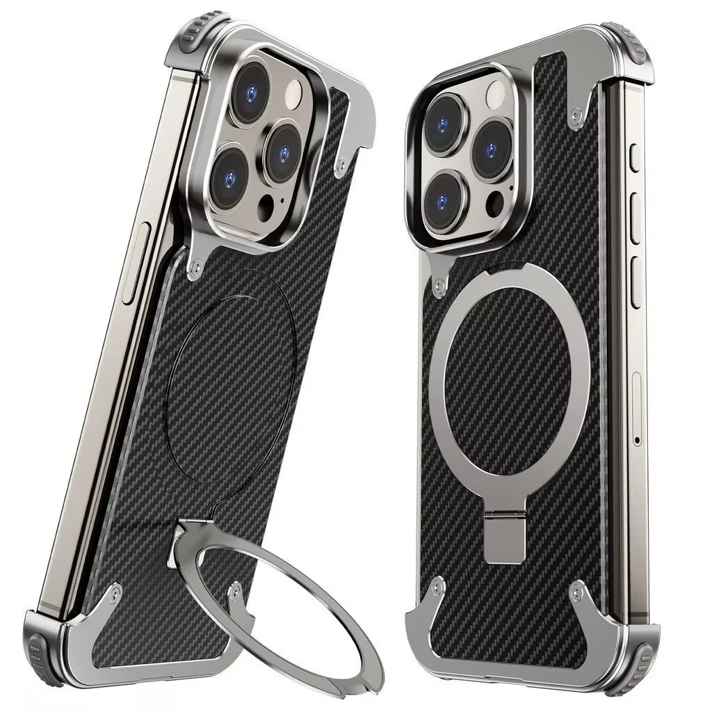 Oatsbasf Magsafe Phone Case Magnetic Phone Cover Anti-Collision Carbon Fibre Case for  14/15 Pro Max Mobile Accessories