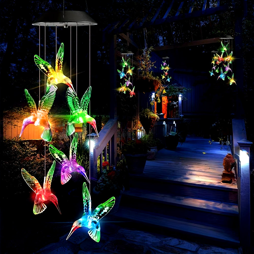 1PC Solar-Powered Hummingbird Wind Chimes - Color-Changing LED Light - Outdoor Garden Decorshop_this_look_amDhCa